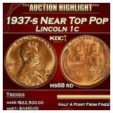 1937-s Lincoln Cent Near Top Pop 1c ms68 rd SEGS