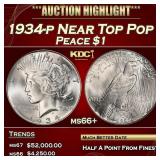 1934-p Peace Dollar Near Top Pop $1 ms66+ SEGS