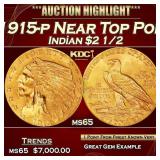 1915-p Gold Indian Quarter Eagle Near Top Pop! $2