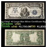 1899 $5 Large Size Silver Certificate Oncpapa Indi
