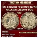 1917-d Obverse Walking Liberty Half Dollar Toned N