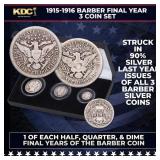 1915-1916 Barber Final Year 3 Coin Set, 1 of Each