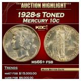 1928-s Mercury Dime Toned 10c ms66+ fsb SEGS