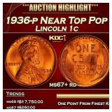 1936-p Lincoln Cent Near Top Pop 1c ms67+ rd SEGS