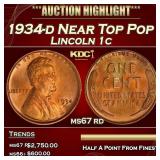 1934-d Lincoln Cent Near Top Pop 1c ms67 rd SEGS