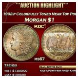1902-p Morgan Dollar Colorfully Toned Near Top Pop
