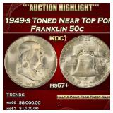 1949-s Franklin Half Dollar Toned Near Top Pop 50c