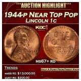 1944-p Lincoln Cent Near Top Pop 1c ms67+ rd SEGS