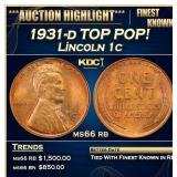 1931-d Lincoln Cent TOP POP! 1c ms66 rb SEGS