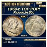 1959-d Franklin Half Dollar TOP POP! 50c ms67 SEGS