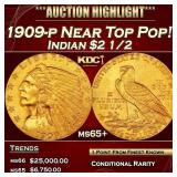 1909-p Gold Indian Quarter Eagle Near Top Pop! $2