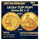 1915-p Gold Indian Quarter Eagle TOP POP! $2 1/2 m