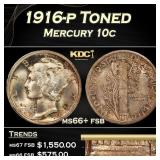 1916-p Mercury Dime Toned 10c ms66+ fsb SEGS
