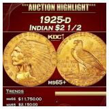 1925-d Gold Indian Quarter Eagle $2 1/2 ms65+ SEGS