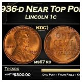 1936-d Lincoln Cent Near Top Pop 1c ms67 rd SEGS