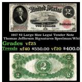 1917 $2 Large Size Legal Tender Note Thomas Jeffer