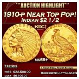 1910-p Gold Indian Quarter Eagle Near Top Pop! $2