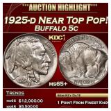 1925-d Buffalo Nickel Near Top Pop! 5c ms65+ SEGS