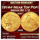 1914-p Gold Indian Quarter Eagle Near Top Pop! $2
