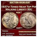 1937-d Walking Liberty Half Dollar Toned Near Top