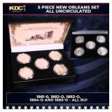5x Coin New Orleans MORGAN Set 1881-o Through 1885