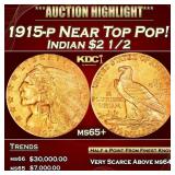 1915-p Gold Indian Quarter Eagle Near Top Pop! $2
