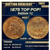 1875 Indian Cent TOP POP! 1c ms66+ rb SEGS