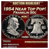 1954 Proof Franklin Half Dollar Near Top Pop! 50c
