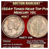 1924-p Mercury Dime Toned Near Top Pop 10c ms67+ f