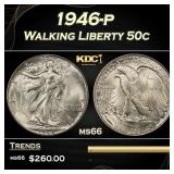 1946-p Walking Liberty Half Dollar 50c Grades ms66