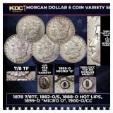 Morgan Dollar 5 Coin Variety Set 1878 7/8TF, 1882-