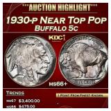 1930-p Buffalo Nickel Near Top Pop 5c ms66+ SEGS
