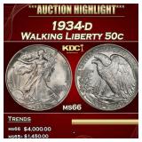 1934-d Walking Liberty Half Dollar 50c ms66 SEGS
