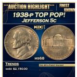 1938-p Jefferson Nickel TOP POP! 5c ms68 SEGS