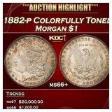 1882-p Morgan Dollar Colorfully Toned $1 ms66+ SEG