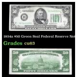 1934a $50 Green Seal Federal Reserve Note Grades S