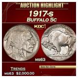1917-s Buffalo Nickel 5c ms63 USCG