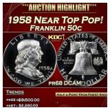 1958 Proof Franklin Half Dollar Near Top Pop! 50c