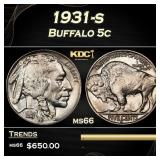 1931-s Buffalo Nickel 5c Grades ms66