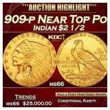 1909-p Gold Indian Quarter Eagle Near Top Pop! $2
