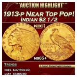 1913-p Gold Indian Quarter Eagle Near Top Pop! $2