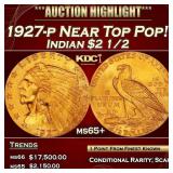 1927-p Gold Indian Quarter Eagle Near Top Pop! $2
