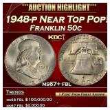 1948-p Franklin Half Dollar Near Top Pop! 50c ms67