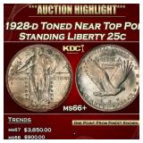 1928-d Standing Liberty Quarter Toned Near Top Pop