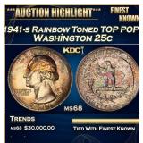 1941-s Washington Quarter Rainbow Toned TOP POP! 2