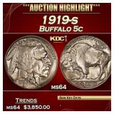 1919-s Buffalo Nickel 5c ms64 SEGS