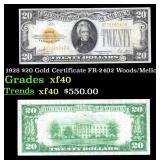 1928 $20 Gold Certificate FR-2402 Woods/Mellon Gra