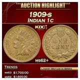 1909-s Indian Cent 1c ms62+ USCG