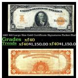 1907 $10 Large Size Gold Certificate Grades xf Sig