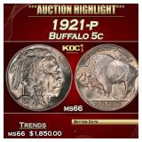 1921-p Buffalo Nickel 5c ms66 SEGS
